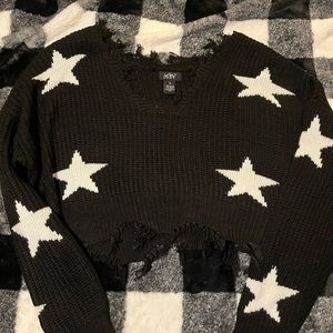 NWOT Just Polly New York Cropped Fringe Sweater XL